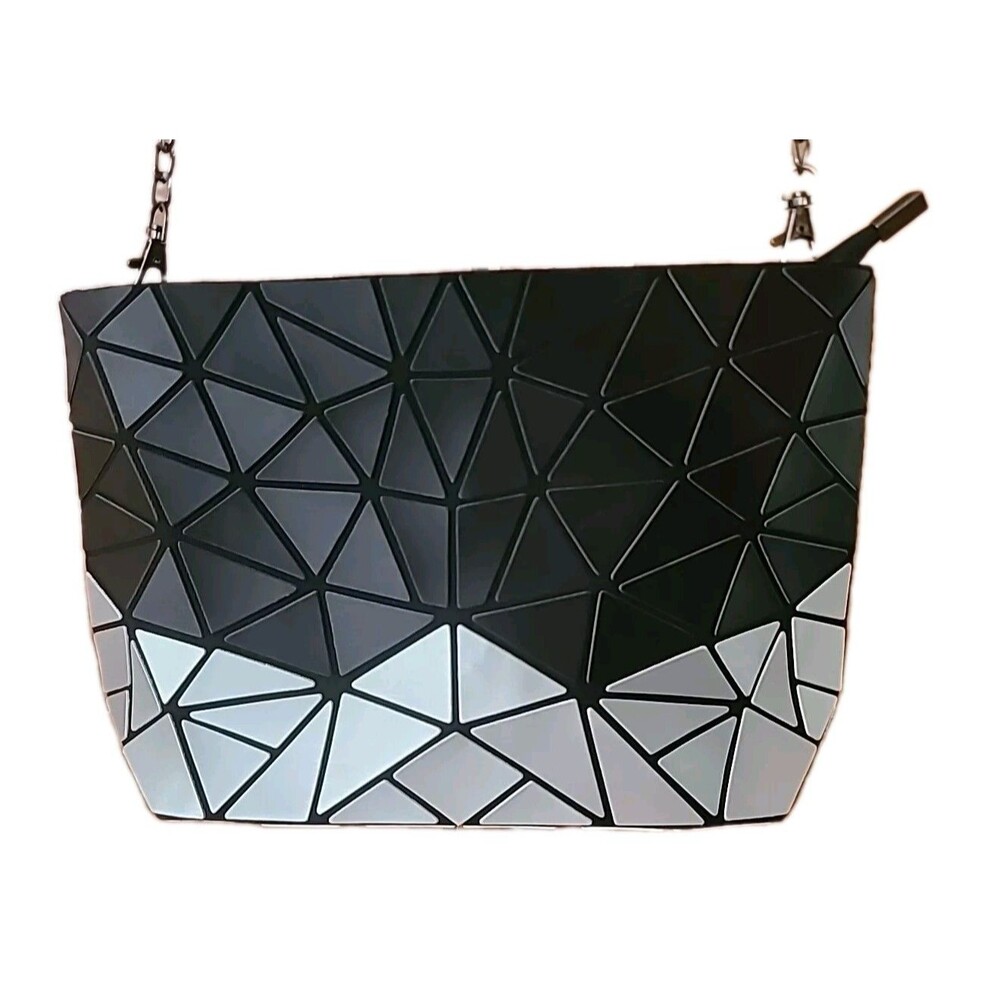 Patrizia Luca Geometric Prism Black Silver Chain Purse Y2K EUC Whimsy Goth